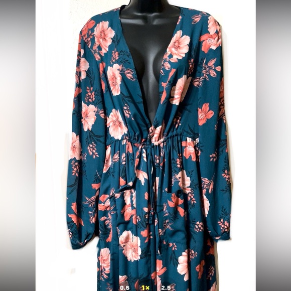 🌼TORRID Teal Floral Print Beautiful Kimono🌼 - Picture 4 of 16